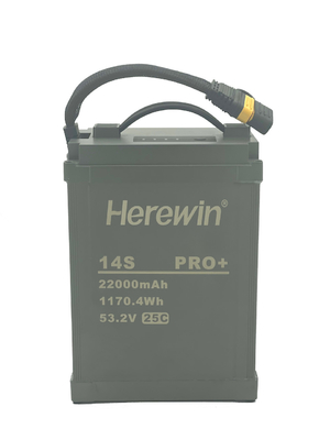 comprare Herewin 14S1P Pro+ 22000mAh 25C Discharge Sprayer UAV Batteria 53.2V con guscio in lega di alluminio fabbricazione online
