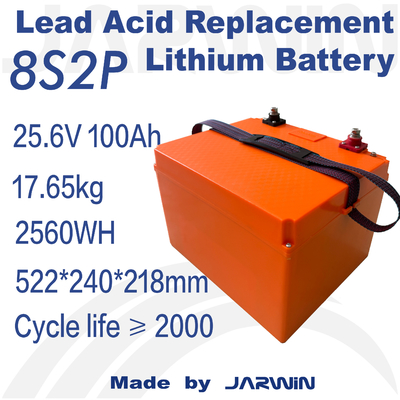 Batteria LiFePO4 compatta e leggera da 25,6 V da 100 Ah per una facile installazione in varie applicazioni