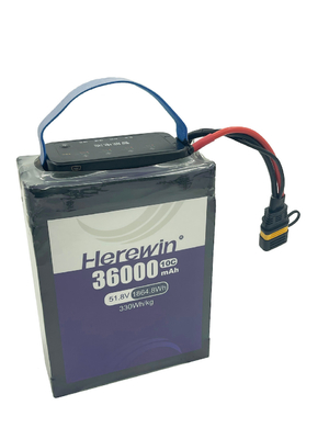 Smart Soft Bag Drone Sprayer Smart Lithium Battery For Agriculture Spray 36000mAh Capacità Herewin 14S1P 51.8V 36Ah 5C